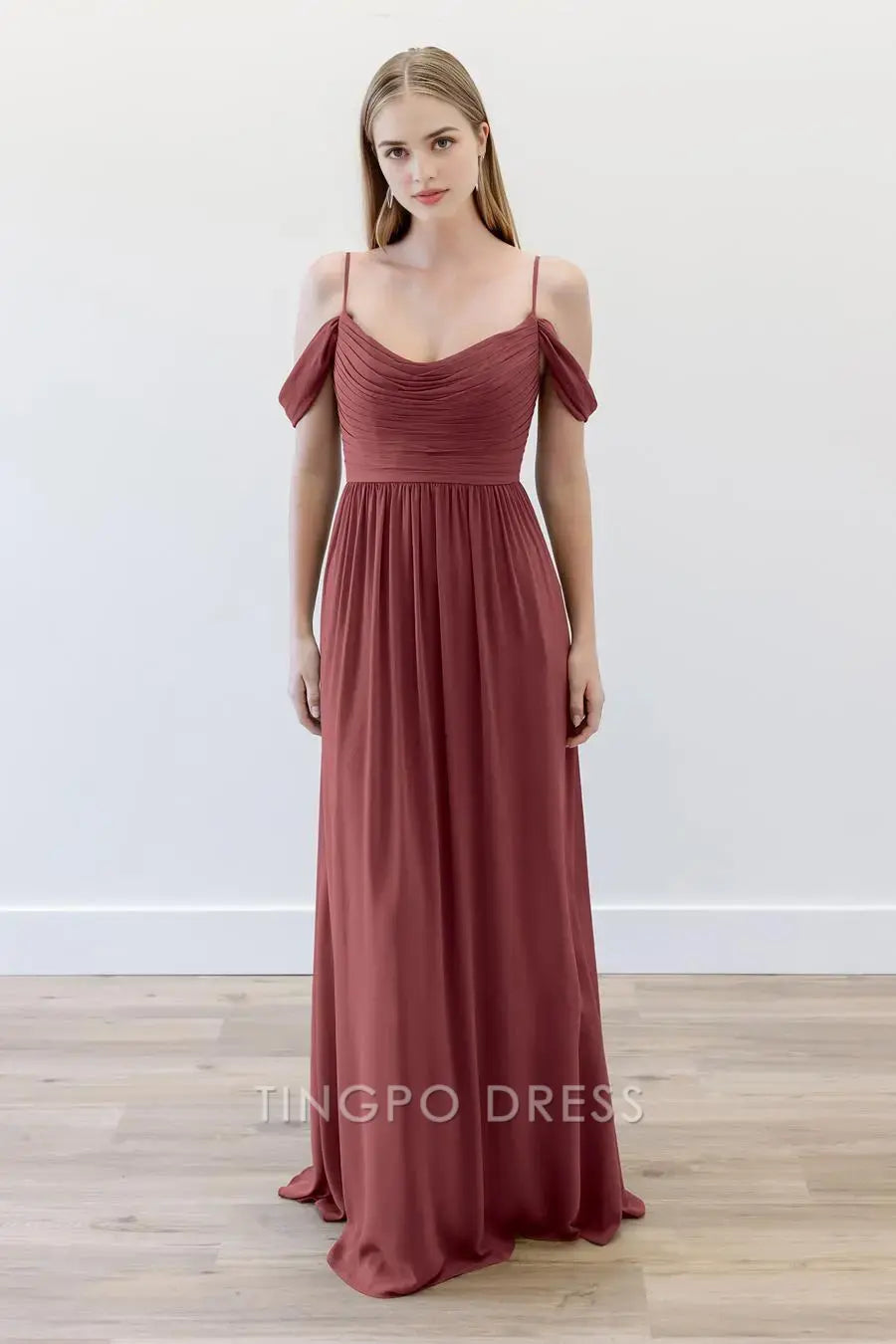 TingPo Wholesale Elegant Straight tube slim shoulder strap backless tight zipper straight tube dress floor length skirt formal women's dress